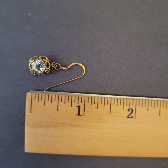 Vintage Gold-Tone Earrings With Clear Rhinestones & Intricate Filigree Design - Picture 5 of 5